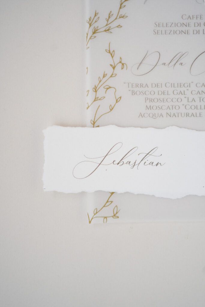 Menu Maddalena e Stefano, sui toni dell'oro e del bronzo