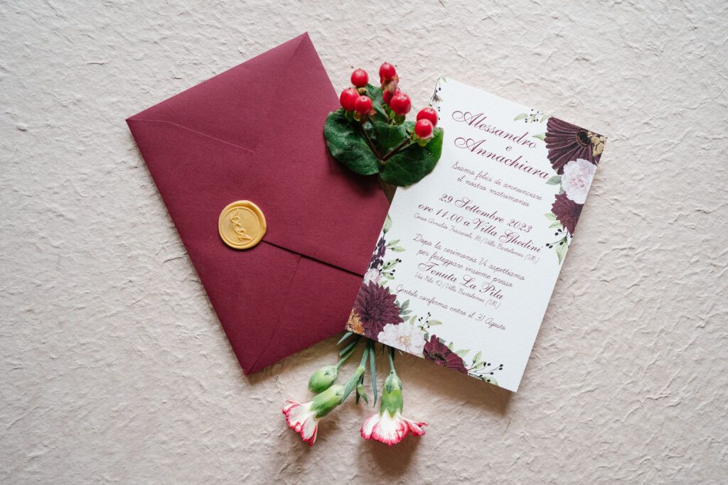 Matrimonio Verona Alessandro e Annachiara, palette bordeaux e oro