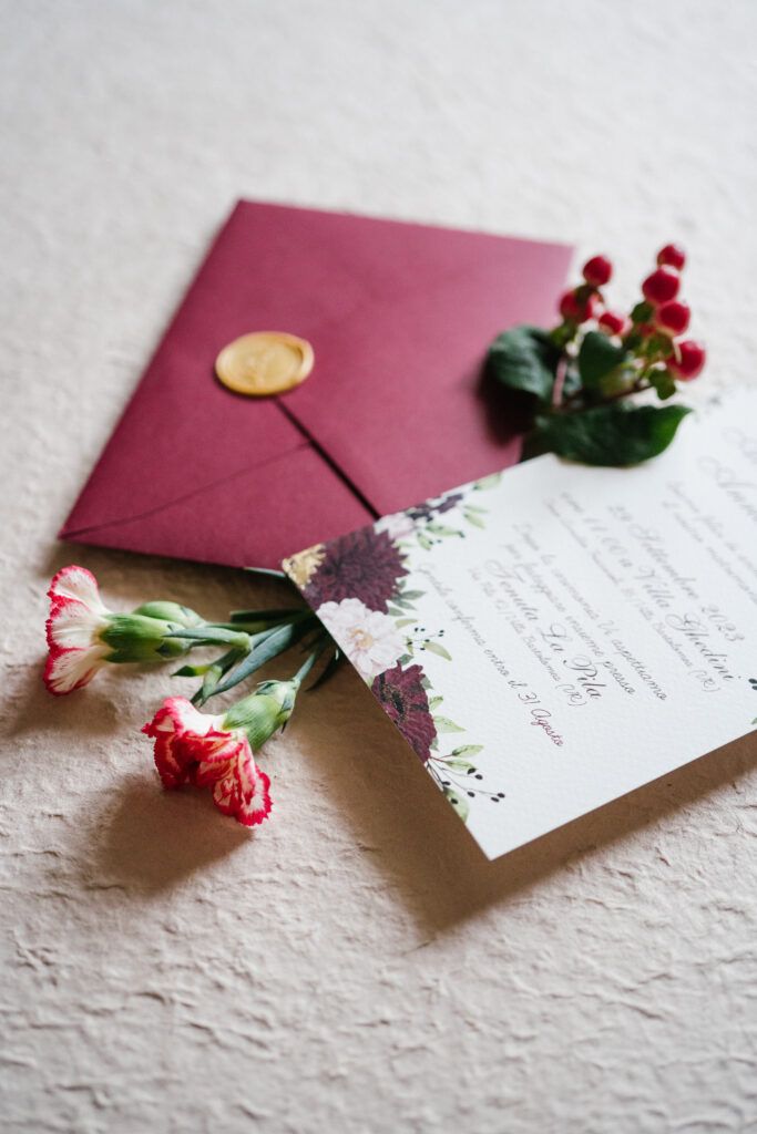 Matrimonio Verona Alessandro e Annachiara, palette bordeaux e oro