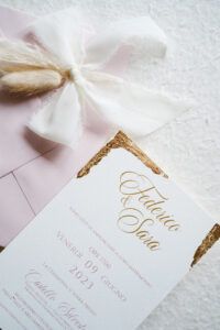 Partecipazione Matrimonio Verona Federico e Sara, palette rosa e oro