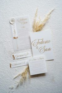 Partecipazione Matrimonio Verona Federico e Sara, palette rosa e oro