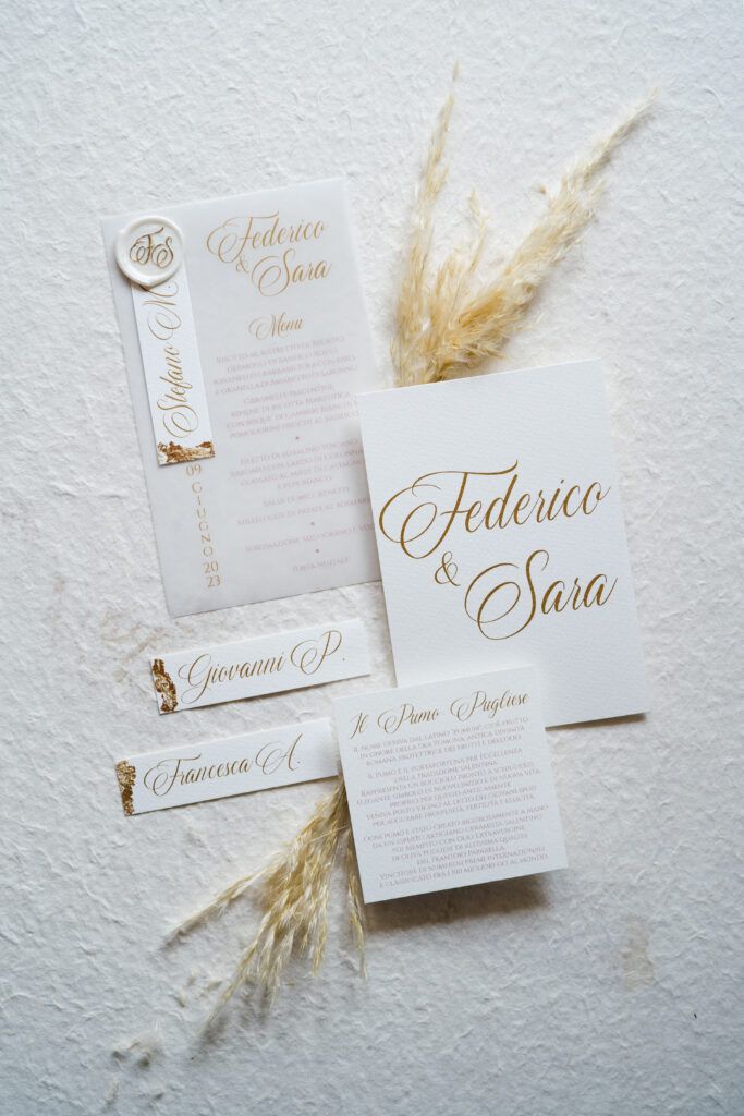 Partecipazione Matrimonio Verona Federico e Sara, palette rosa e oro