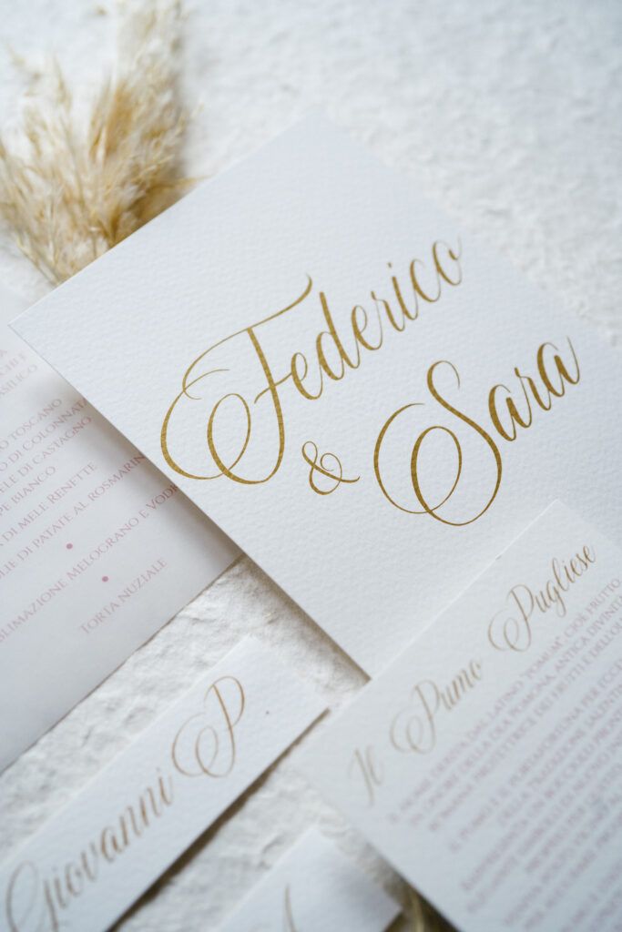 Partecipazione Matrimonio Verona Federico e Sara, palette rosa e oro