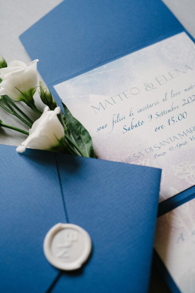 Partecipazione Matrimonio Verona Matteo e Elena, busta pocket, tema acquerello