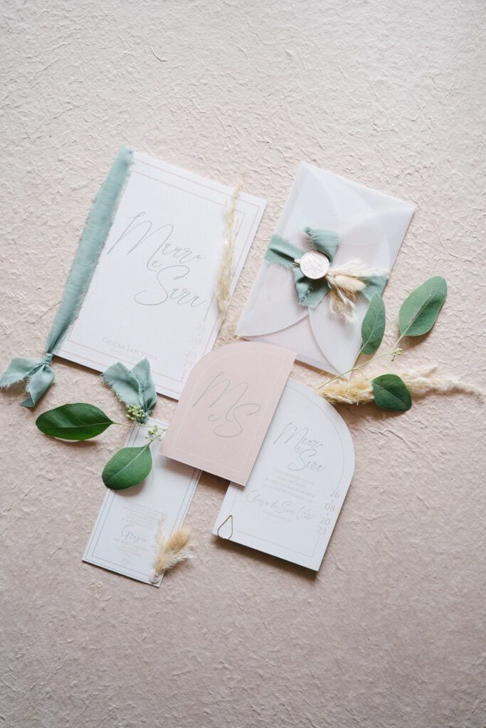 Partecipazione Matrimonio Verona Mauro e Sara, palette rosa e verde