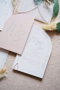 Partecipazione Matrimonio Verona Mauro e Sara, palette rosa e verde