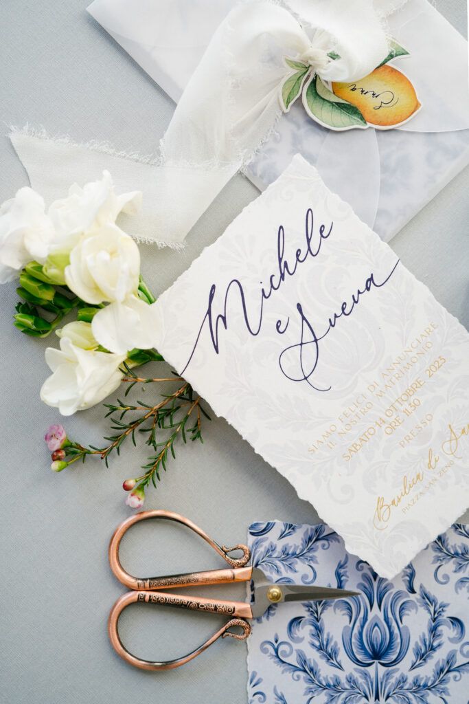 Partecipazione Matrimonio Verona Michele e Sveva, tema mediterraneo