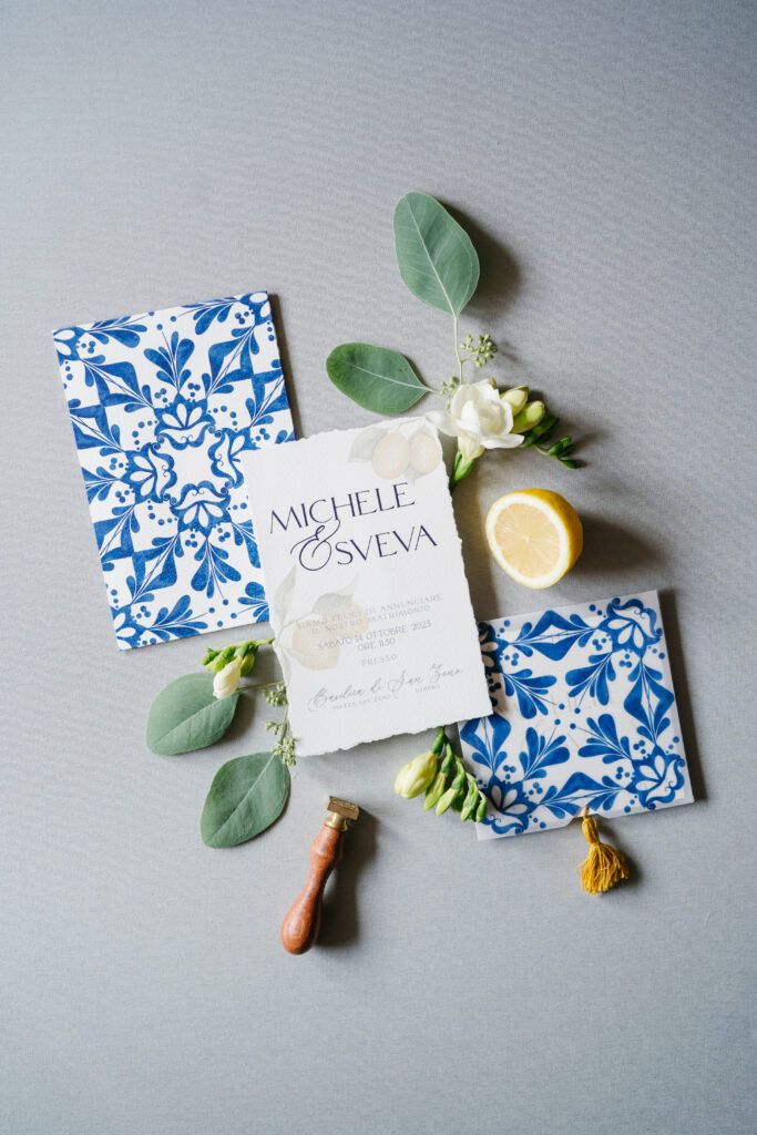 Partecipazione Matrimonio Verona Michele e Sveva, tema mediterraneo