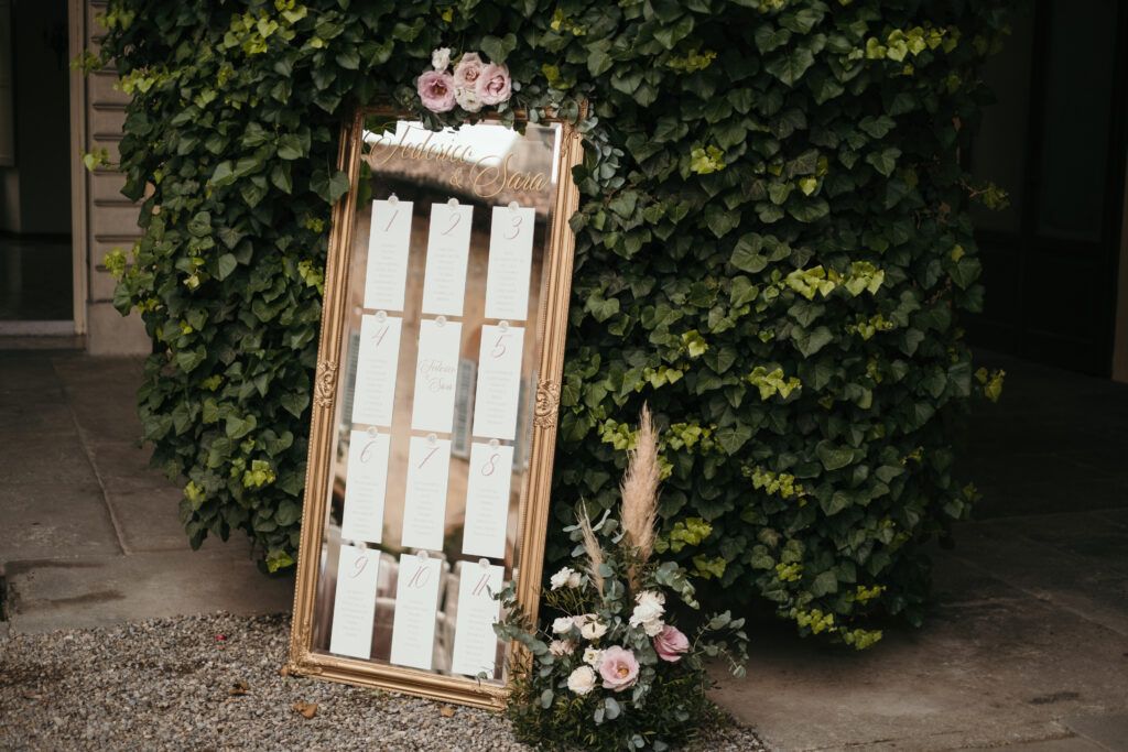 Tableau de Mariage Matrimonio Verona Federico e Sara, palette rosa e oro