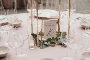Mis en Place Matrimonio Verona Federico e Sara, palette rosa e oro